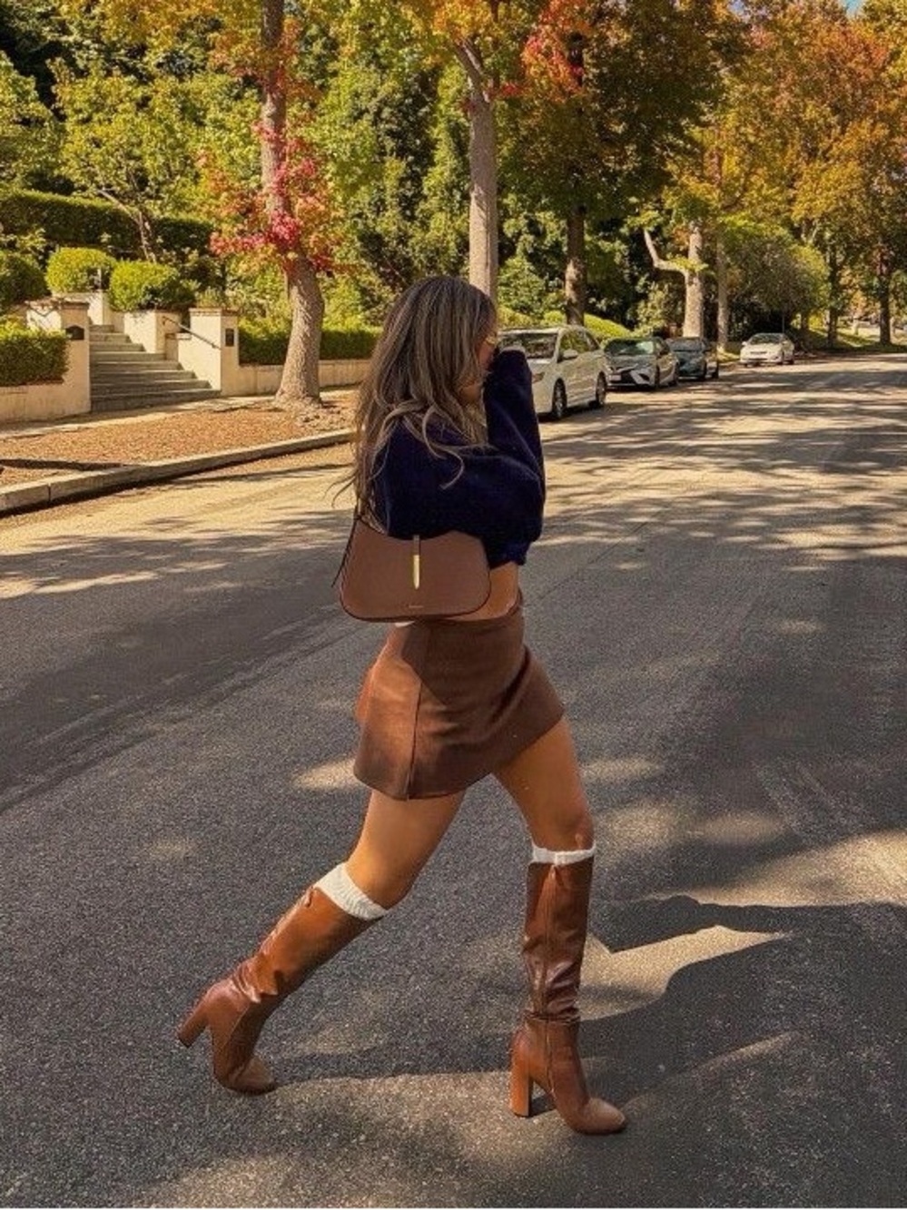ALDO Tall Leather Riding Boots with Buckle Detail - cognac